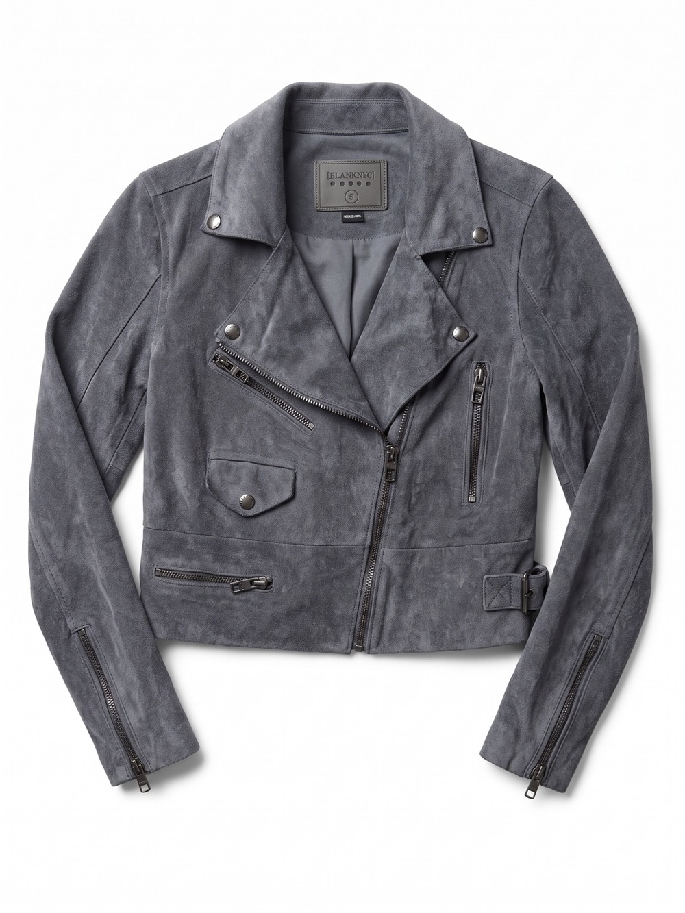 Blank NYC Charcoal Gray Suede Moto Jacket